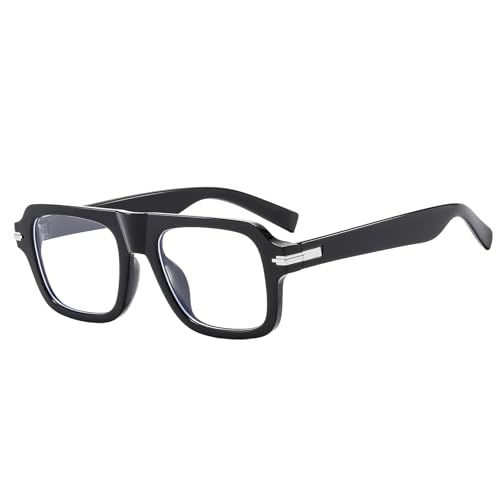 Image of LJCZKA Blue Light Blocking Glasses for Men Women Square Thick Frame Anti Eyestrain Computer Gaming Clear Lens Eyeglasses