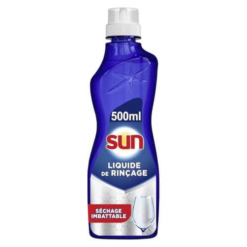 SUN - Liquide de Rinçage Séchage Lave-Vaisselle - Vaisselle 8x plus sèche - 2x plus de brillance - prévient les dépôts de calcaire sur la vaisselle - 500...