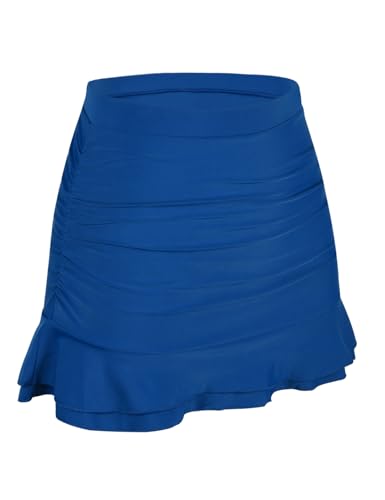 Image of Hilor Women's Skirted Bikini Bottom High Waisted Swim Bottom Shirred Ruffle Swim Skirt