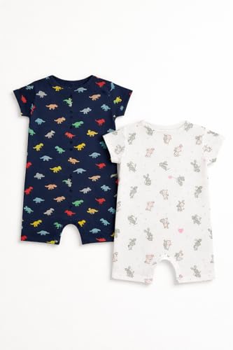 Image of TuddyBuddy 100% Cotton Romper /Jumpsuit /Bodysuit Set for Baby (Pack of 2 Playsuits)