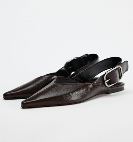 Slingback Flat Shoes for Women Pointed Closed Toe Flat Mule Sandals Casual Comfortable Office Dressy Shoes2