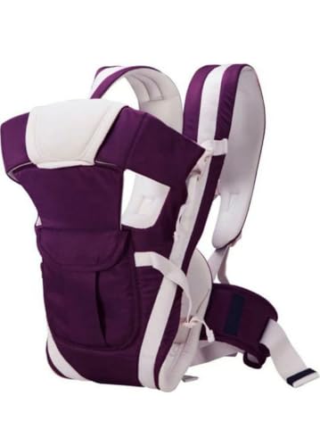Image of LittleBoo New Born Baby Carrier Bag 4-in-1 Adjustable Baby Sitting Carrier Bag - Front & Back Carry with Head Support, Safety Belt & Buckle Straps for 0-24 Months (Purple)