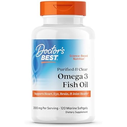 Doctor's Best Omega 3 Fish Oil Supplement, Gluten Free, 120 Marine Softgels