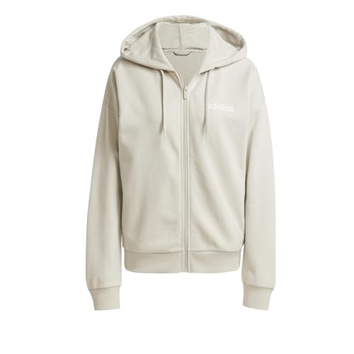 adidas Damen Essentials Linear Full Zip French Terry Hoodie, Wonder Alumina/White, S