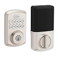 Kwikset Powerbolt 250 10-Button Keypad Satin Nickel Transitional Electronic Deadbolt Door Lock, Featuring Convenient Keyless Entry, Customizable User Codes, Auto Locking