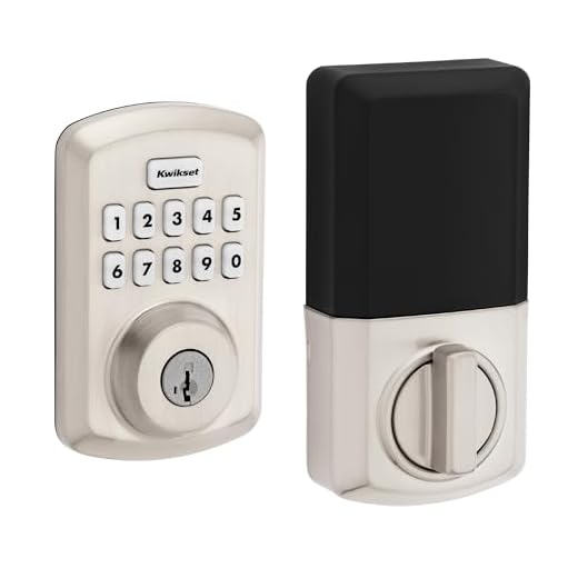 Kwikset Powerbolt 250 10-Button Keypad Satin Nickel Transitional Electronic Deadbolt Door Lock, Featuring Convenient keyless Entry, Customizable User Codes and auto Locking