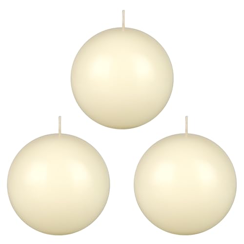 Mega Candles 3 pcs Unscented Ivory Ball Round Candles Hand Poured Premium Wax Candle 4 Inch x 4 Inch Home Dcor Wedding Receptions Occasions Events Festivities Meditations Relaxation
