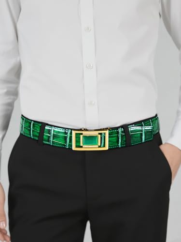 Image of Dubulle Men's Ratchet Belt Gold /Black /Red /Green /Blue /White Automatic Buckle Business Casual Belt Gift - Adjustable Fit