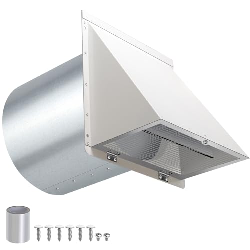 12 Inch Hooded Wall Vent with Screen and Damper,Outdoor Wall Exhaust Cover Cap Dryer Vent Cover for Duct HVAC Dryer AC Range Hood Exterior Cooling Ventilation and Outside Air Exhaust,Galvanized Steel