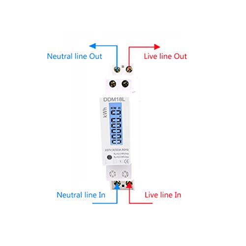 Compteur d'énergie électrique rail DIN monophasé sous-compteur tableau LCD - 6