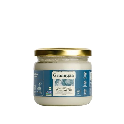 Image of Gramiyaa Cold Pressed Virgin Coconut Oil 250 Ml | Chemical-free, Zero Trans-fat Cooking Oil | Unrefined