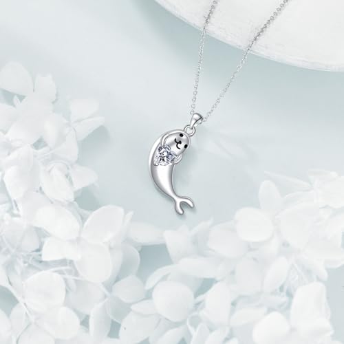 Sterling Silver Seal Heart Pendant Necklace - Seal Jewelry for Ocean Lovers Gifts2