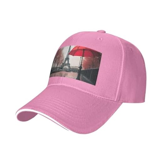 ZTPOWQA Eiffel Tower with Red Umbrella Print Leisure Baseball Cap for Men Women Hat Breathable Summer Outdoor Sport Travel Golf, Pink, One Size