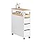 Carrello Organizzatore 3 Cassetti SoBuy - Bianco/Naturale 23x65x82cm - Per Bagno O Cucina