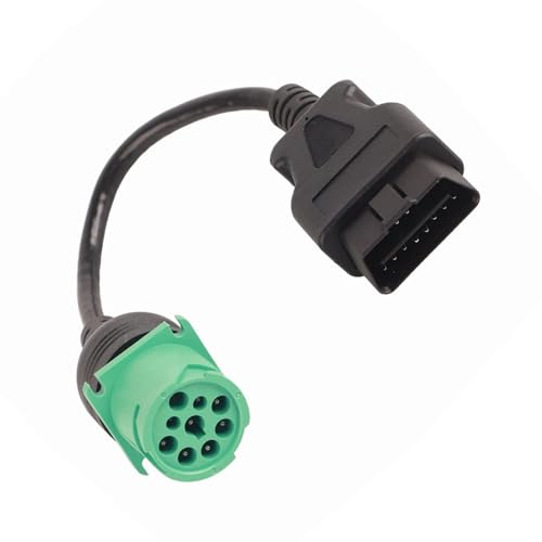 QANYEGN Scanner Cable Adapter, Truck Scanner Tool, 9 Pin M to 16 Pin OB Truck Diagnostic Cable Adapter for Petrol Engines for Engines