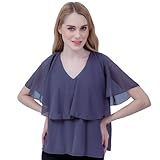 ChillSabai Stillbluse Damen – Kurzes Stilloberteil aus Chiffon mit Flatterärmeln & Reißverschluss – Elegant, Figurkaschierend & Hautfreundlich – Stillmode für Sommer & Winter – S-M, Grau