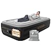 VOSSER Twin Air Mattress with Built in Pump,18''Inflatable Mattress 2 Mins Self-Inflation/Deflation,XL-Long Blow up Mattress Thicker,Flocked Top Air Bed with Storage Bag for Home, Camping & Guests