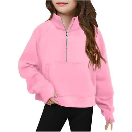 Bidobibo Half Zip Sweatshirts for Teen Girls Cute Long Sleeve Pullover Tops Trendy Preppy Sweatshirt Clothes for Girls 5-14T