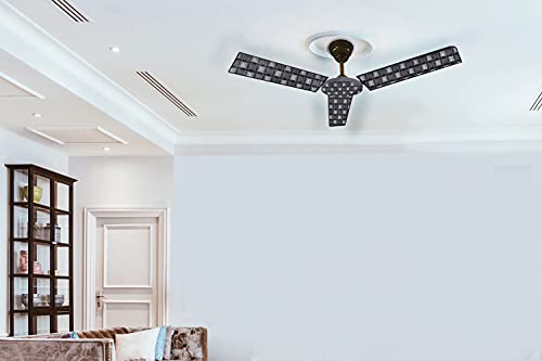 Image of Stylista Waterproof & Dustproof Three Blade Ceiling Fan Cover with attachable Enclosure Set of 3 Fan Covers Basketweave Pattern Grey