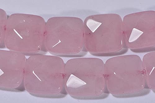 Perles quartz rose naturel 10mm carrées facettées pour bijoux