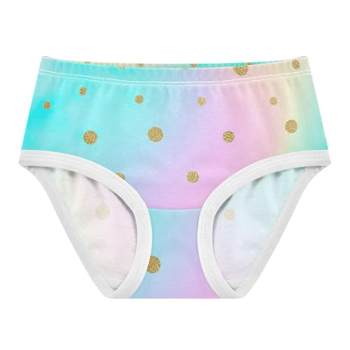 Toddler Girls Underwear 2t Cotton Cute Panties Girl Cartoon Briefs Girls Undies Pastel Rainbow Golden Dots