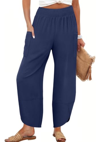 Image of ANRABESS Womens Wide Leg Palazzo Capri Barrel Pants