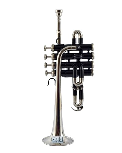 Bb Piccolo - Trompeta de 4 válvulas de latón hecho | Trompeta Piccolo de tono negro con acabado de...