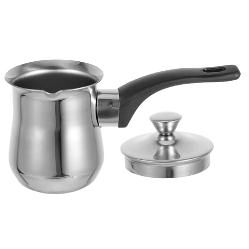 Holibanna Cafetera Turca Acero Inoxidable 180 Ml Con Tapa y Asa Ollas Para Espumar Leche y Calentar Café Estufa Uso Doméstico Versátil