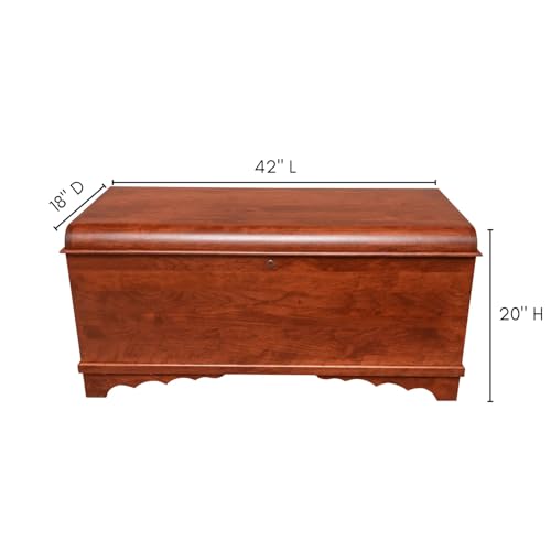 Rustic Red Door Co. 42" Cedar Hope Chest with Waterfall Top - Amish Made Chest with Anti-Slam Hinges and lock - Storage Chest - Cedar Chests and For Blankets (Rustic Cherry, W. Cherry Stain) - Thumbnail 3