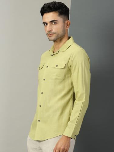 Image of Thomas Scott Men's | Solid | Full Sleeve | Regular Fit | 100% Cotton | Double Flap Pocket | Spread Collar | Casual Shirt