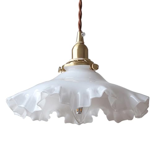 Single Head Ceiling Pendant Lamp, E14 Light Source Flush Mount Chandelier, Nordic Industrial Style Copper Glass Hanging Light, Kitchen Corridor Bedroom Decoration Light Fixtures