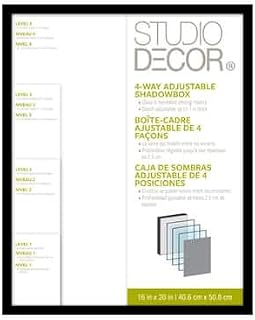 16" x 20" Black Adjustable-Depth Shadow Box by Studio Décor - Easy Back Loading Frame Includes Pre-attached Hanging Hardware, Horizontal or Vertical Display - 1 Pack