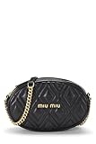 Miu Miu, Pre-loved Black Calfskin Diamond Quilted Shoulder Bag, Black