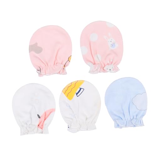 5pairs Boy Girl Protective Mittens Cotton Gloves Comfortable Mittens for Newborn No Scratch