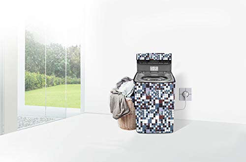 Image of Stylista PVC Washing Machine Cover Compatible for Whirlpool 7.5 KG Fully-Automatic Top Load Stainwash Deep Clean, Abstract Pattern Grey