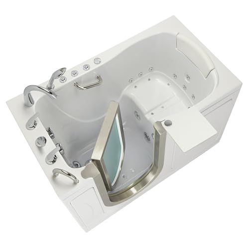 Ella Royal 32"x52" Acrylic Air and Hydro Massage and Heated Seat Walk-In Bathtub with Left Inward Swing Door, 5 Piece Fast Fill Faucet, 2" Dual Drain