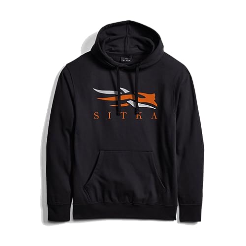 SITKA Gear Men Everyday Icon Pullover Hoody - Black Orange, Large