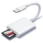 USB C SD Card Reader, Dual Slot Memory Card Reader, USB C to SD card OTG Adapter for iPhone 15 16/iPad/MacBook/Mac Trail Camera Memory Card Reader and More Type-C Devices, Plug & Play