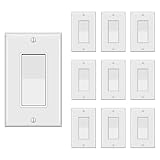 TAKETEK Decorator Switch with Wall Plate, Single Pole Rocker Light Switch, Grounding Screw, Resident