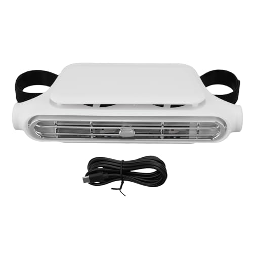 ANKROYU Ventilador de refrigeración para asiento de coche, sin aspas, alimentado por USB, velocidad ajustable, ventilador montado en el reposacabezas para el asiento trasero del co (Blanca)