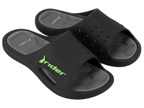 Rider Men's Slide Sandal, Black Grey Green, 10