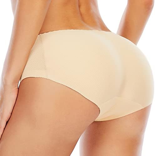 DERCA Butt Lifter Panties Padded Underwear for Women Seamless Booty Pads Hip Enhancer Panty (#1 Beige (basic),X-Large)