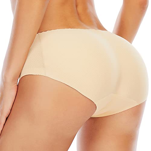 Derca Butt Lifter Panties Padded Underwear For Women Seamless Booty Pads Hip Enhancer Panty (#1 Beige (Basic),X-Large) #TOP22