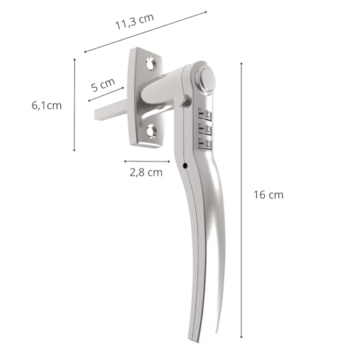 HOME It® Universeller Fenstergriff mit Code – abschließbar ohne Schlüssel – für Fenster & Türen – rechts & links montierbar – robuste Zinklegierung – Satin-Finish
