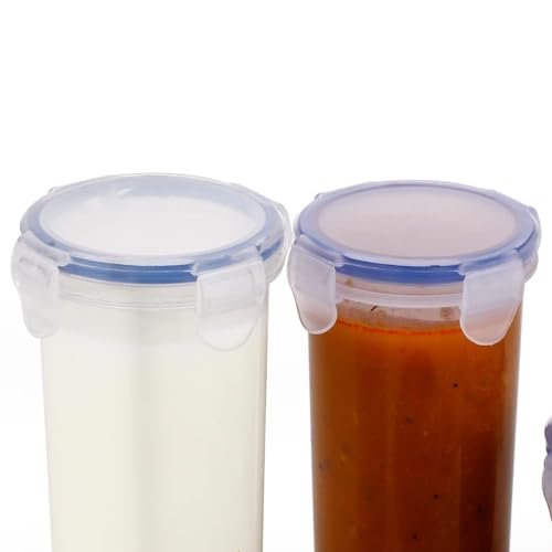 Image of KEMETHY Plastic Round Airtight Food Storage Containers with Leak Proof Locking Lid, BPA Free, Transparent, 5 Pcs Set, 110 /160 /210 /400 /500 ml (Transparent- 5 Pcs)
