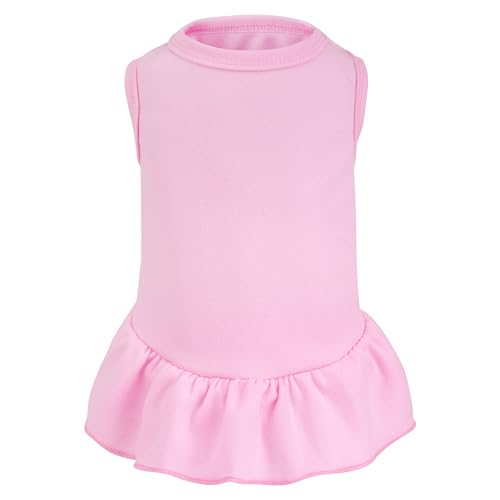 Dog Dresses Cat Skirt Solid Color Dog Clothes Summer Sleeveless Puppy Girl Clothes for Small Pet Dogs Cats (Pink, Medium)
