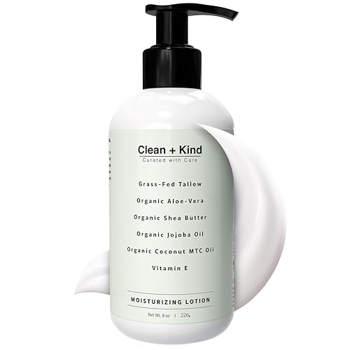 Daily Moisturizing Lotion – Tallow Body Lotion with Aloe Vera, Shea Butter, Jojoba Oil, MCT Oil & Vitamin E – Deep Hydration for Dry, Rough, Sensitive Skin (8 oz, Vanilla)