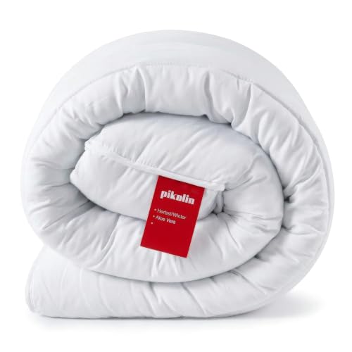 PIKOLIN Bettdecke 220 x 220 cm. Winter-Steppdecke mit 300g Aloe Vera Faserfüllung, Hautfreundlich und Atmungsaktiv, Für Sensible Haut… – Ansicht 1