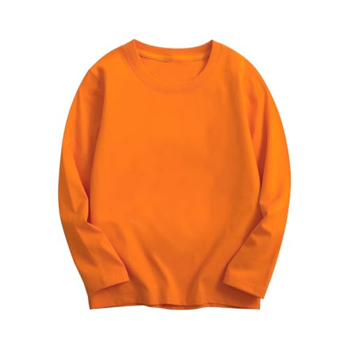 Boys Girls Solid Color Cotton Crewneck Sweatshirt Kid Long Sleeve Loose Pullover Tops Fall Winter School Casual Soft Outfits