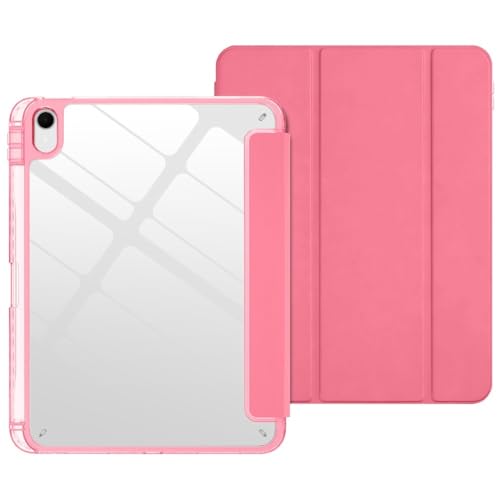 Étui iPad Air 11 M2 2024 en silicone et cuir rose vif à rabat
